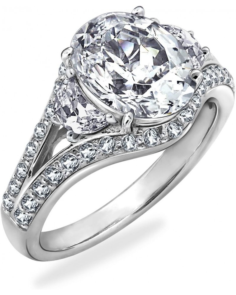 Clad Sterling Silver Cubic Zirconia 100-Facet Oval Cut Ring $22.56 Rings