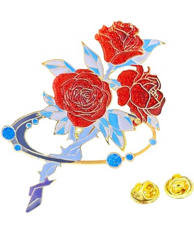 Flower Brooch Pins Elegant Women Girls Enamel Pins Large Size Badge Lapel pins for costume/Jacket red with Sequins $8.20 Broo...