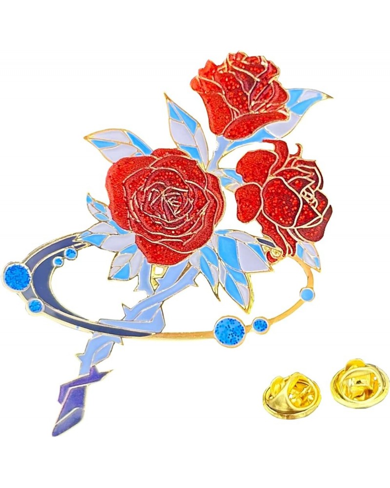 Flower Brooch Pins Elegant Women Girls Enamel Pins Large Size Badge Lapel pins for costume/Jacket red with Sequins $8.20 Broo...