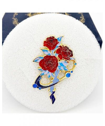 Flower Brooch Pins Elegant Women Girls Enamel Pins Large Size Badge Lapel pins for costume/Jacket red with Sequins $8.20 Broo...