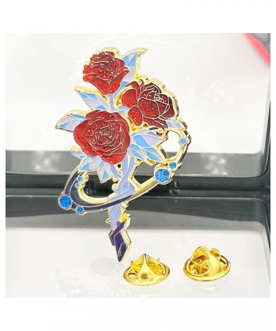 Flower Brooch Pins Elegant Women Girls Enamel Pins Large Size Badge Lapel pins for costume/Jacket red with Sequins $8.20 Broo...