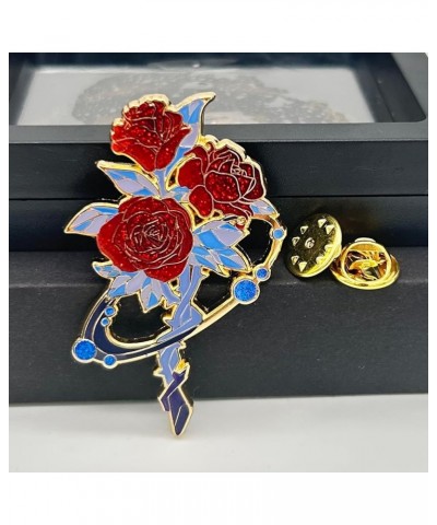 Flower Brooch Pins Elegant Women Girls Enamel Pins Large Size Badge Lapel pins for costume/Jacket red with Sequins $8.20 Broo...