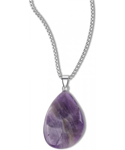 Stainless Steel Crystal Wave Necklace for Men Women 32" Amethyst $11.01 Necklaces