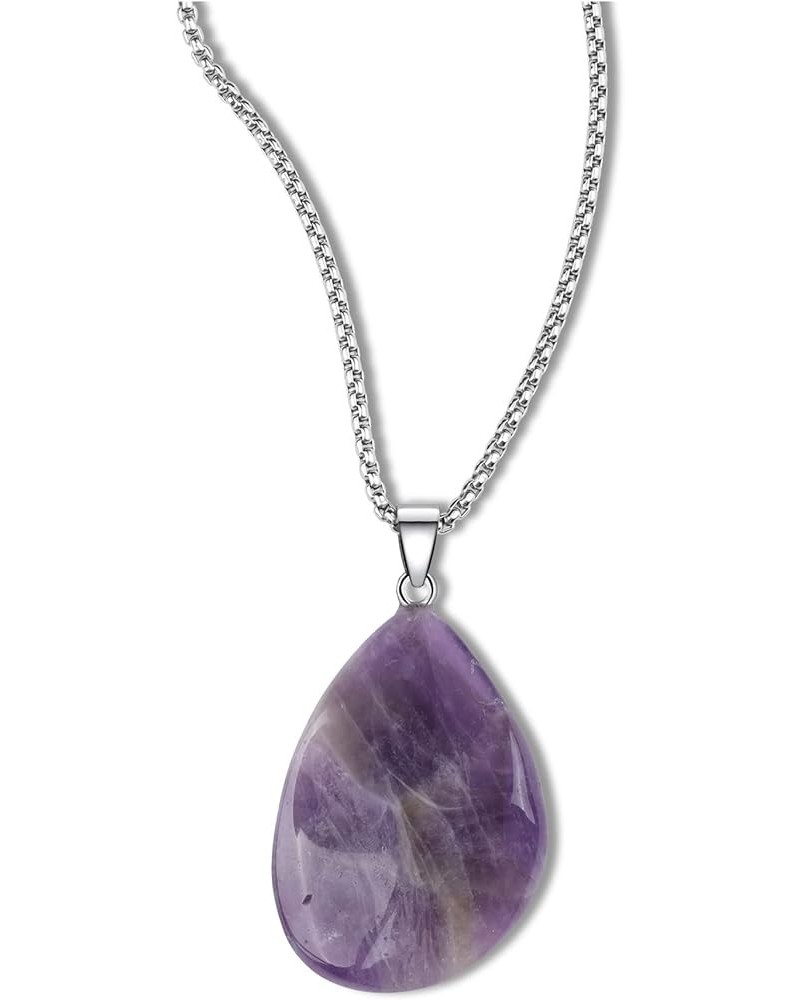 Stainless Steel Crystal Wave Necklace for Men Women 32" Amethyst $11.01 Necklaces