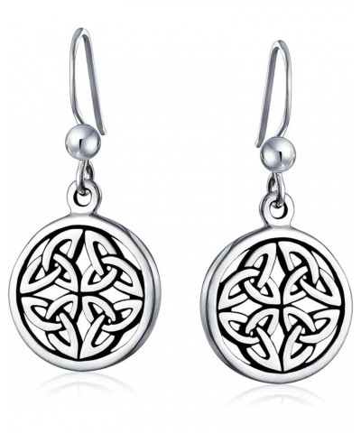 Unisex Ancient Viking Medallion Woven Celtic Knot Round Circle Disc Dangle Earrings Necklace For Women Irish Hook Oxidized .9...