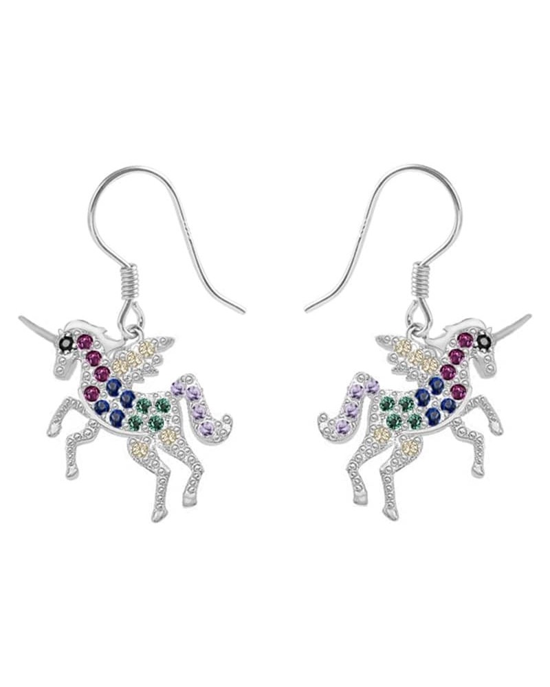 Cute Unicorn Rainbow CZ S925 Sterling Silver Small Dangle Drop Earrings for Women Teen Girls Little Sensitive Ear Dainty Love...