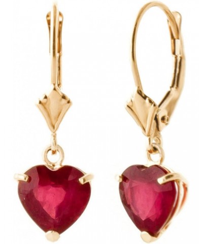 2.9 CTW 14k Solid Gold Leverback Earrings Heart-shaped Ruby $170.15 Earrings