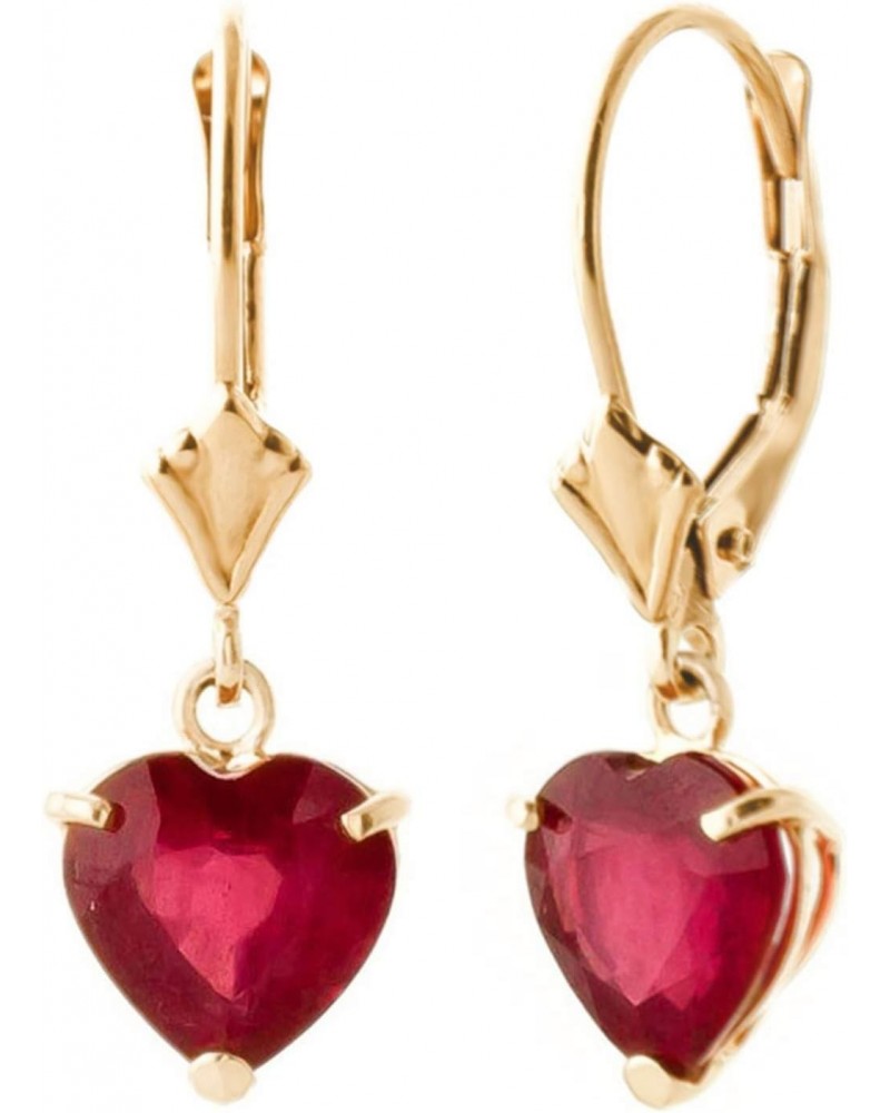 2.9 CTW 14k Solid Gold Leverback Earrings Heart-shaped Ruby $170.15 Earrings