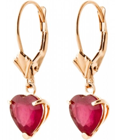 2.9 CTW 14k Solid Gold Leverback Earrings Heart-shaped Ruby $170.15 Earrings