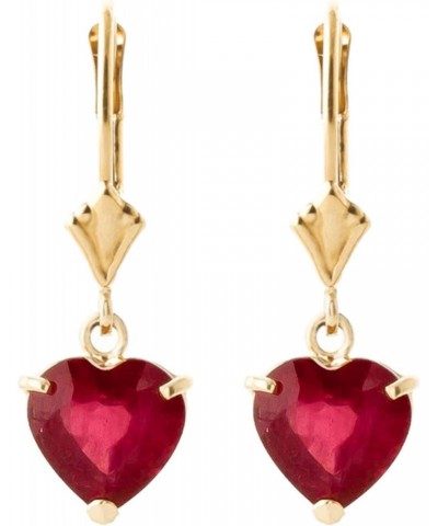 2.9 CTW 14k Solid Gold Leverback Earrings Heart-shaped Ruby $170.15 Earrings