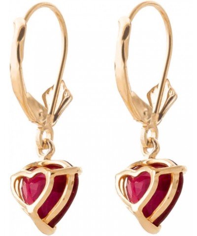 2.9 CTW 14k Solid Gold Leverback Earrings Heart-shaped Ruby $170.15 Earrings