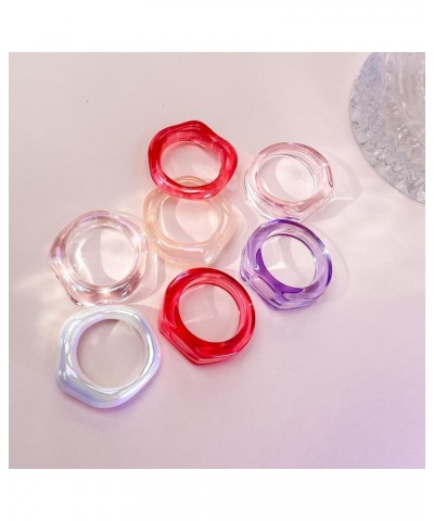 18pcs Small-Medium Size Resin Rings, Acrylic Rings, Knuckle Rings, Chunky Rings, Plastic Rings, Colorful Rings for Women Teen...