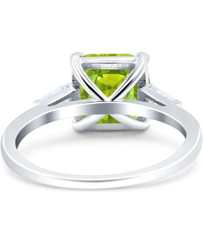 Asscher Cut Art Deco Wedding Engagement Ring Bridal Baguette Simulated Cubic Zirconia 925 Sterling Silver Simulated Peridot C...