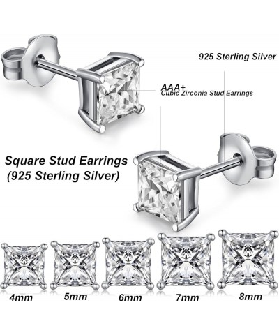 18K White Gold Plated CZ Cubic Zirconia Simulated Diamond Sparkly Round Stud Earrings 925 Sterling Silver 4mm to 8mm Fine Jew...