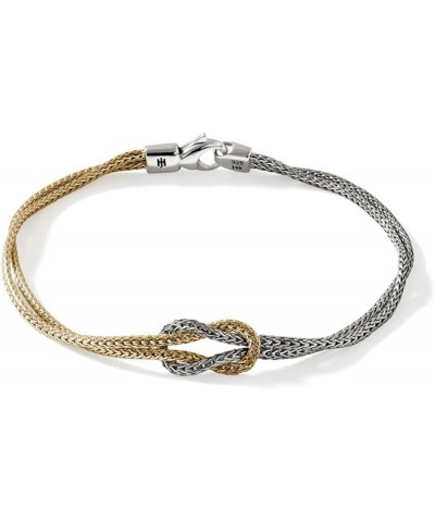 14K Gold & Silver Love Knot 1.8mm Double Row Bracelet Large $572.00 Bracelets