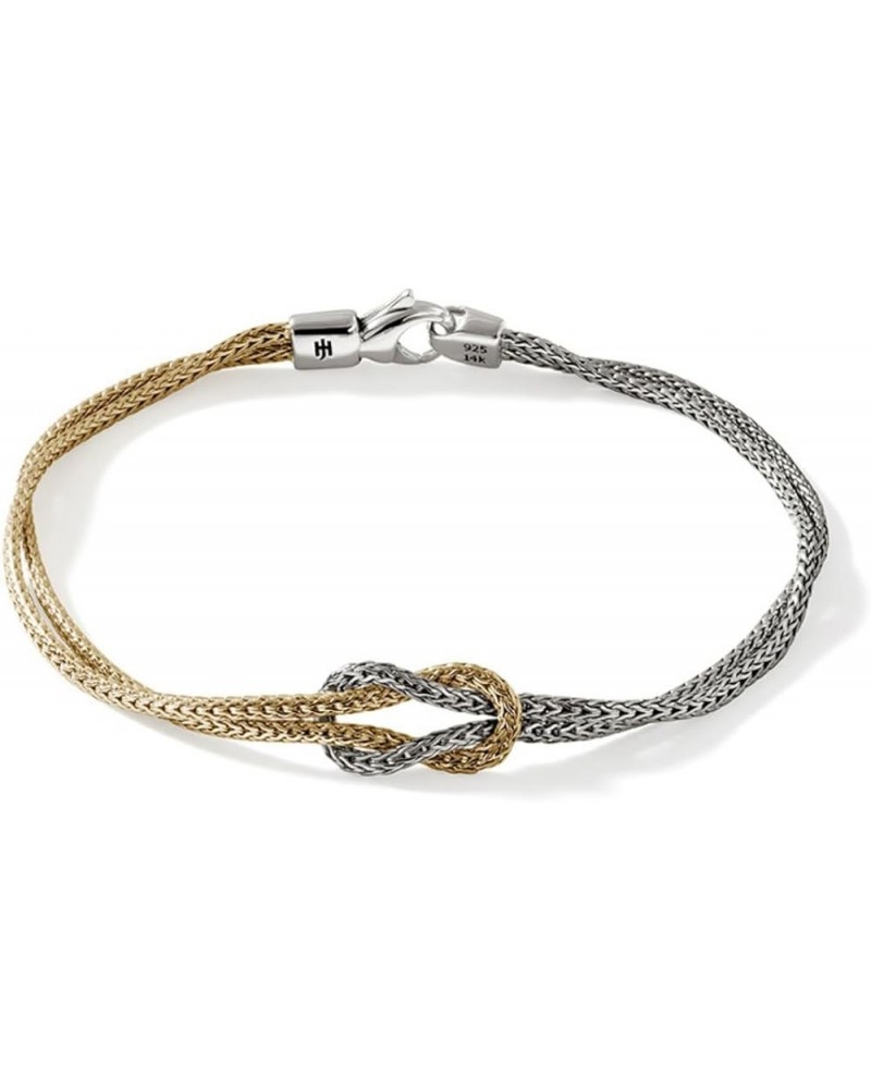 14K Gold & Silver Love Knot 1.8mm Double Row Bracelet Large $572.00 Bracelets