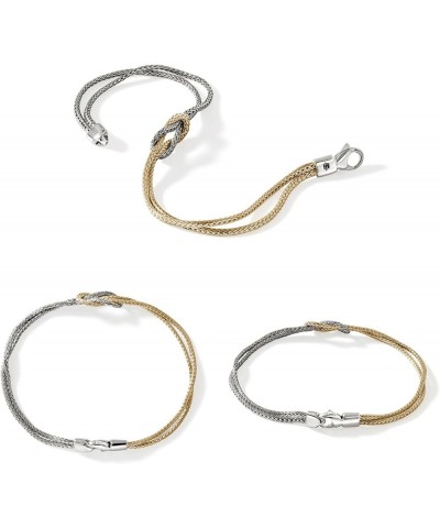 14K Gold & Silver Love Knot 1.8mm Double Row Bracelet Large $572.00 Bracelets