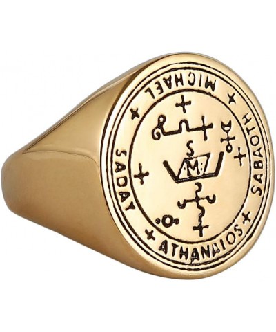 Stainless Steel Sigil of Guardian Archangel Michael Talisman Ring Gold $8.84 Rings