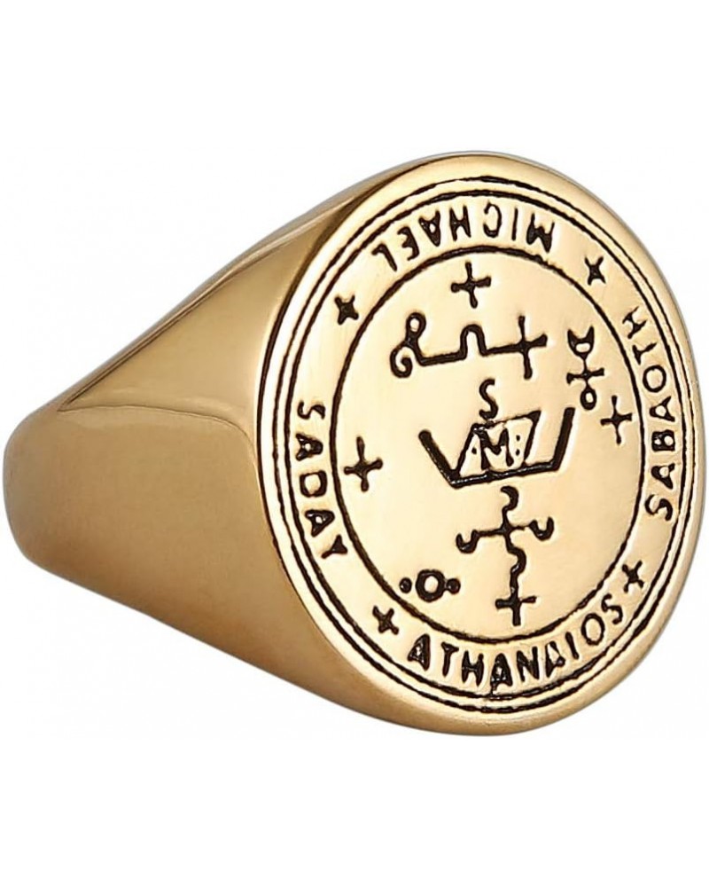 Stainless Steel Sigil of Guardian Archangel Michael Talisman Ring Gold $8.84 Rings