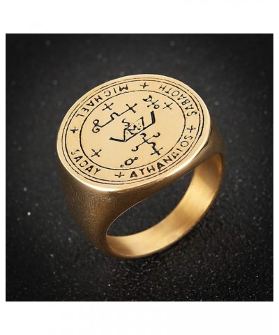 Stainless Steel Sigil of Guardian Archangel Michael Talisman Ring Gold $8.84 Rings