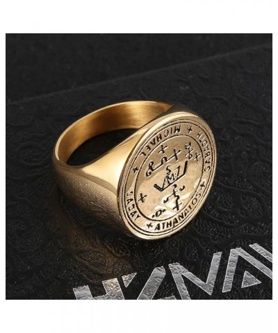 Stainless Steel Sigil of Guardian Archangel Michael Talisman Ring Gold $8.84 Rings