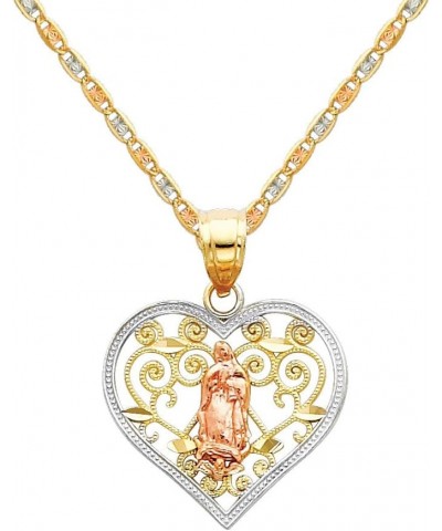 14k REAL Tri Color Gold Religious Mary Guadlupe Pendant with 1.5mm Diamond Cut Chain Necklace 20.0 Inches $64.64 Pendants