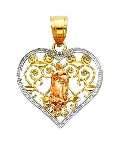 14k REAL Tri Color Gold Religious Mary Guadlupe Pendant with 1.5mm Diamond Cut Chain Necklace 20.0 Inches $64.64 Pendants