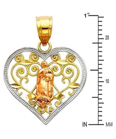 14k REAL Tri Color Gold Religious Mary Guadlupe Pendant with 1.5mm Diamond Cut Chain Necklace 20.0 Inches $64.64 Pendants