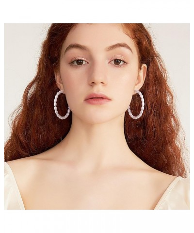 Pearl Hoop Earrings for Women with 925 Sterling Silver Post 45.0 Millimeters Oval $9.53 Earrings