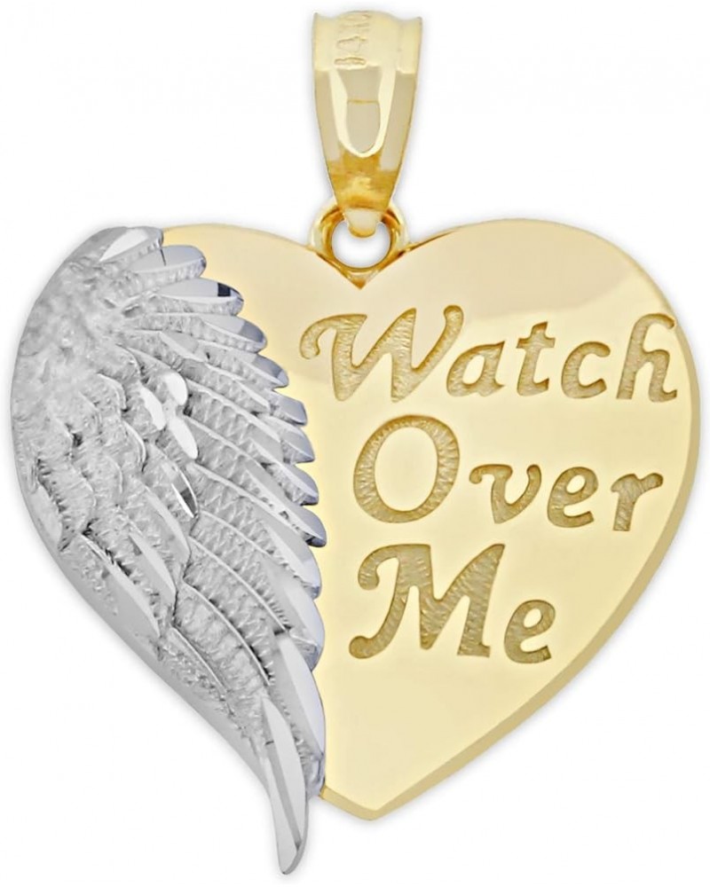 Charm America - Gold Angel Wing and Heart Charm - Watch Over Me - 10 Karat Solid Gold Gold Heart Charm $56.11 Pendants