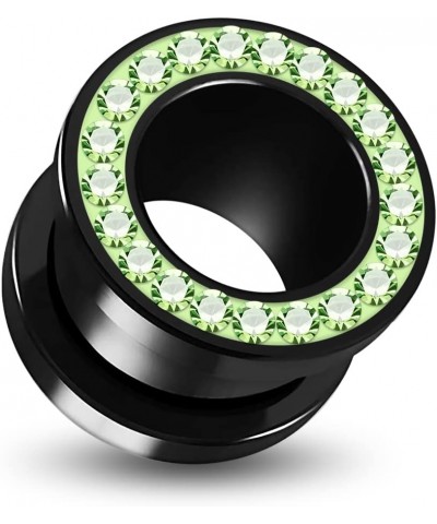 Multi Peridot Green Crystal Stone Setting on Black Acrylic Flesh Tunnel - Sold by Piece 10.0 Millimeters $9.62 Body Jewelry