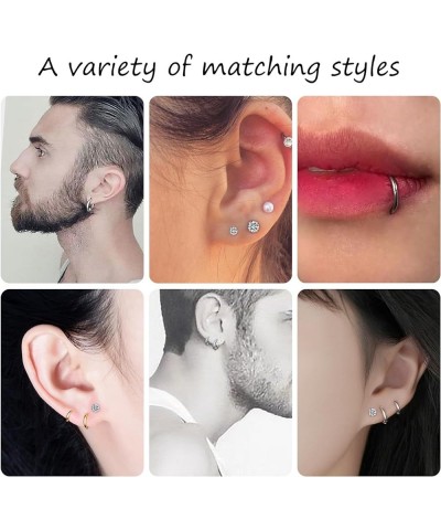 6 Pairs Earrings Sets for Multiple Piercing, 8/10/12mm Dainty Huggie Hoop Earrings 3/4/5mm Small Stud Zircorn Earrings for Wo...