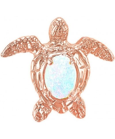 10k Rose Gold Sea Turtle White Stone Shell Pendant Necklace 22.0 Inches $95.99 Necklaces