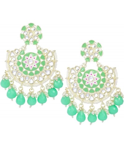 Bollywood Ethnic Maang Tikka Earrings Set Indian Fashion Jewelry For Women Mint Green $15.68 Jewelry Sets