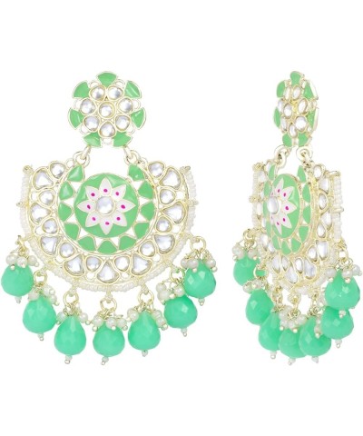 Bollywood Ethnic Maang Tikka Earrings Set Indian Fashion Jewelry For Women Mint Green $15.68 Jewelry Sets