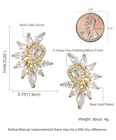 Marquise Bridal Wedding Earrings for Brides Bridesmaid, Cubic Zirconia Rhinestone Cluster Stud Gold Earrings for Women, Prom ...