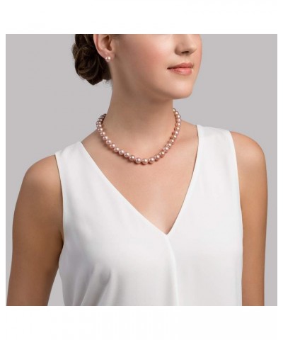 Pink Freshwater Cultured Pearl Necklace for Women in 18 Inch Length with 14K Gold and AAA Quality White Gold 10.0-11.0mm $51....