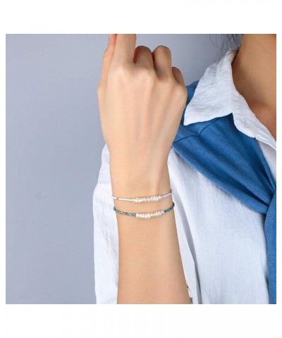 Women Pearls Bracelets Handmade Friendship Charm Bracelet Boho Thin Strand Bracelets White 11V $11.32 Bracelets