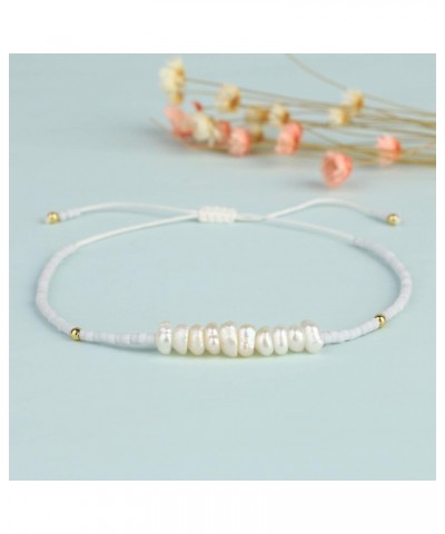 Women Pearls Bracelets Handmade Friendship Charm Bracelet Boho Thin Strand Bracelets White 11V $11.32 Bracelets