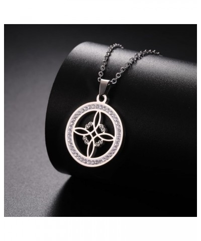 Witches Knot Necklace Stainless Steel Pagan Wiccan Symbol Pendant Magic Knot 4-Pointed Celtic Knot Witchcraft Necklace for Wo...