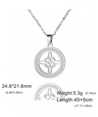 Witches Knot Necklace Stainless Steel Pagan Wiccan Symbol Pendant Magic Knot 4-Pointed Celtic Knot Witchcraft Necklace for Wo...