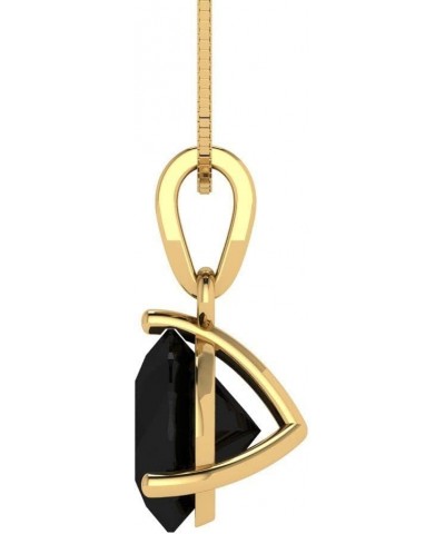 2.1 ct Round Cut Genuine Natural Black Onyx Martini Style Solitaire Pendant Necklace With 18" Gold Chain Box 18K Yellow Gold ...