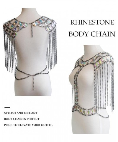 Rhinestone Sexy Body Chain Crystal Tassel Bra Chain Summer Beach Bikini Chain Rave Nightclub Party Body Jewelry for Women and...