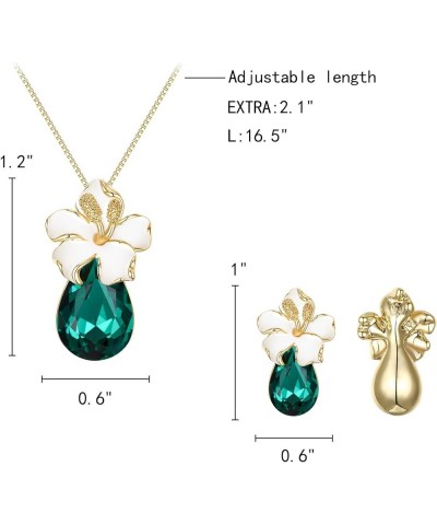 Austrian Crystal Gold-Tone Leaf Orchid Necklace Earrings Jewelry Sets for Women Girls, Valentine's Day/Mother's Day/Christmas...