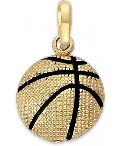 Basketball Pendant Necklace in Solid 14k Gold, Black Enamel, Made in America Pendant Only Yellow Gold $83.85 Necklaces