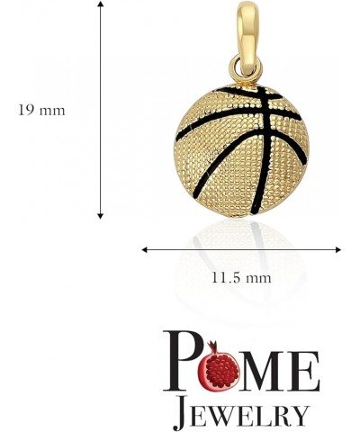 Basketball Pendant Necklace in Solid 14k Gold, Black Enamel, Made in America Pendant Only Yellow Gold $83.85 Necklaces