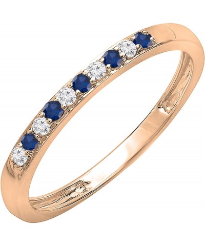 Round Blue Sapphire & White Diamond Alternate Stone Wedding Band for Women in 10K Gold 9 Rose Gold $137.13 Bracelets