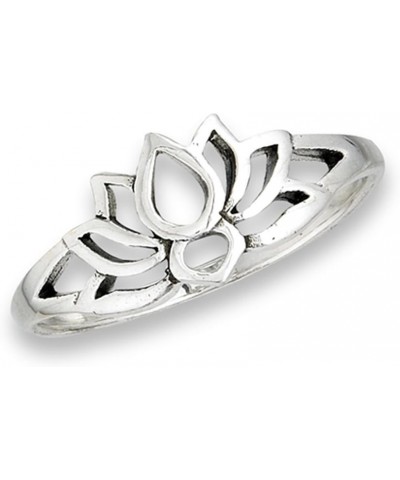 Oxidized Lotus Flower Filigree Vintage Ring .925 Sterling Silver Band Sizes 3-10 $8.44 Rings