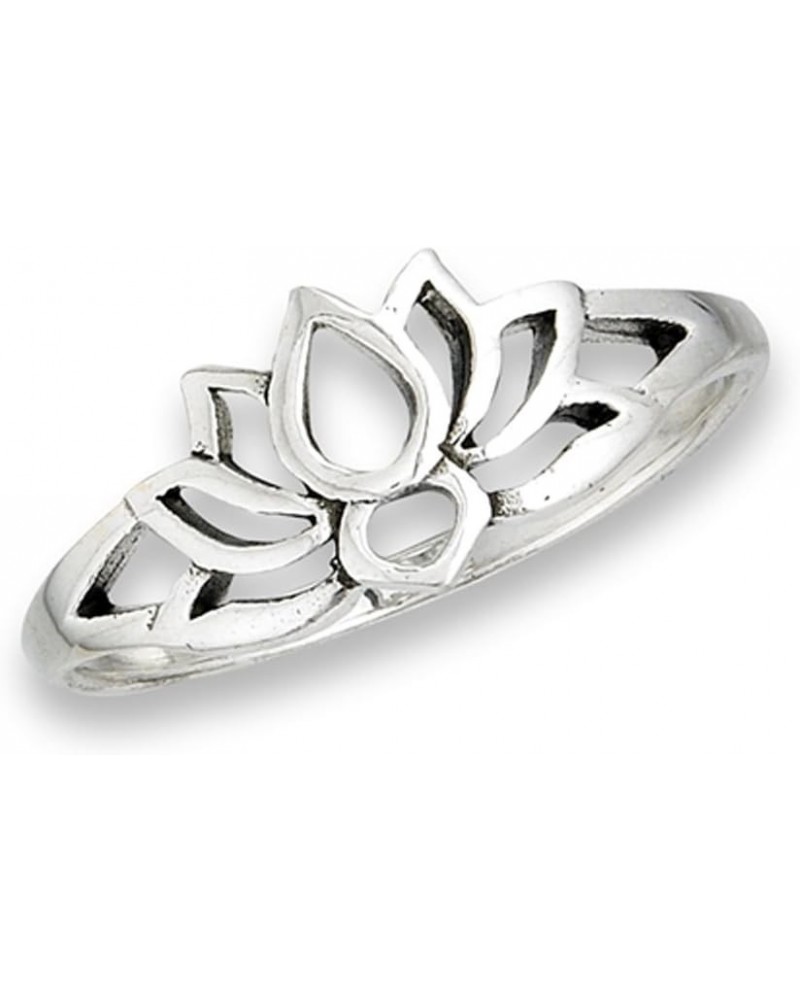 Oxidized Lotus Flower Filigree Vintage Ring .925 Sterling Silver Band Sizes 3-10 $8.44 Rings