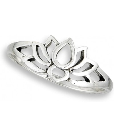 Oxidized Lotus Flower Filigree Vintage Ring .925 Sterling Silver Band Sizes 3-10 $8.44 Rings